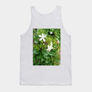 White flowers green leaves, aesthetic minimalist plant photography Tank Top